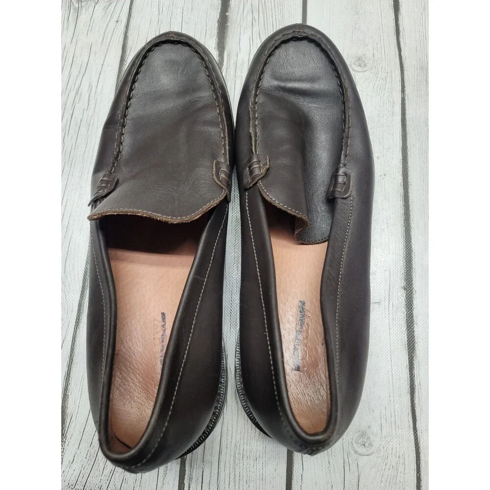 J. Crew Moc Toe Loafers Men's 11 Shoes Split Toe Slip On Dark Brown Leather